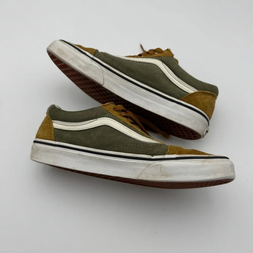 Vans Old Skool Corduroy Suede Sneakers Olive Green Mustard Yellow W8 M6.5